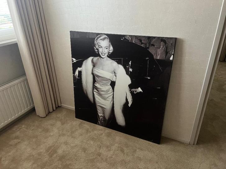 Iconisch Zwart-Wit Canvas van Marilyn Monroe (120x120 cm), Huis en Inrichting, Woonaccessoires | Schilderijen, Tekeningen en Foto's