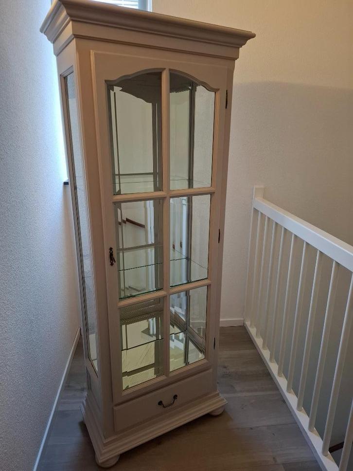 Vitrinekast (eikenhout), Huis en Inrichting, Kasten | Vitrinekasten, Gebruikt, 150 tot 200 cm, 50 tot 100 cm, 25 tot 50 cm, Met lade(s)