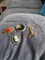 Vintage Broches en Hanger Set, Overige materialen, Gebruikt, Overige kleuren, Met edelsteen