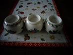 Kerst 3 porseleinen theelichtjes, 3 verschillende patronen, Ophalen of Verzenden, Zo goed als nieuw