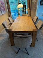 Massief eikenhouten eetkamertafel | 220 x 100 x 78, Ophalen, Gebruikt, 100 tot 150 cm, Eikenhout