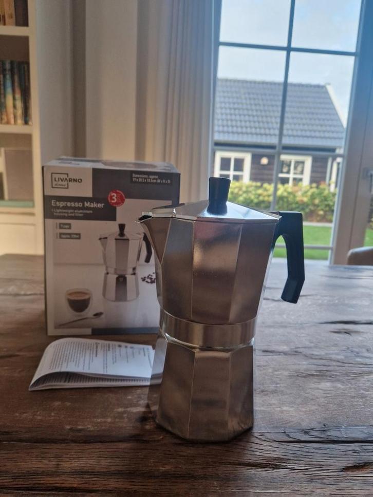 Espresso maker/percolator aluminium koffiezetapparaat NIEUW, Witgoed en Apparatuur, Koffiezetapparaten, Nieuw, Gemalen koffie