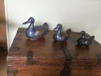 TINNEN EENDEN MET KOPER BESLAG, 3 x, Antiek en Kunst, Antiek | Tin, Ophalen of Verzenden