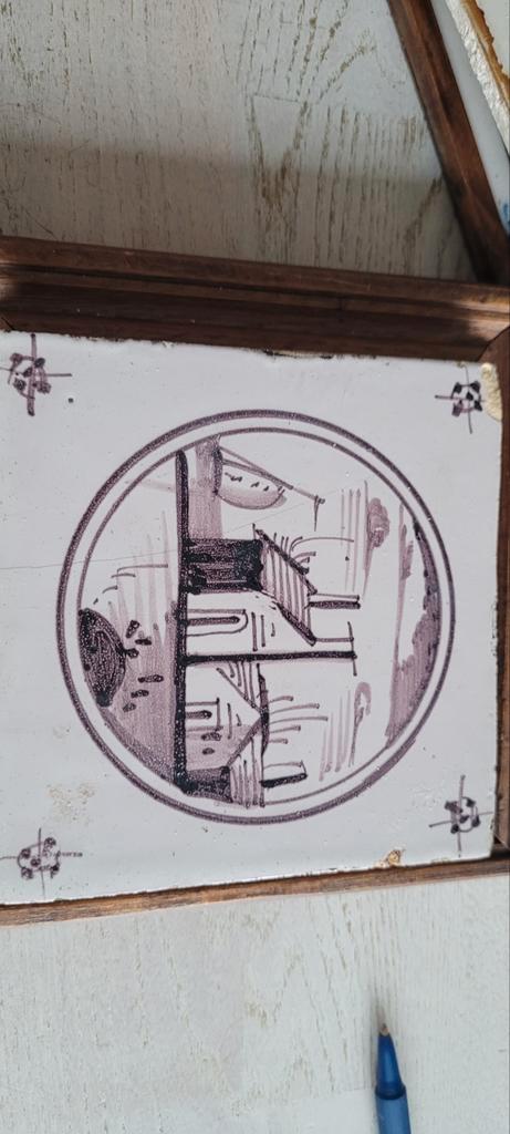 Delfsblauwe Tegel met Molen, Antiek en Kunst, Antiek | Wandborden en Tegels, Ophalen of Verzenden