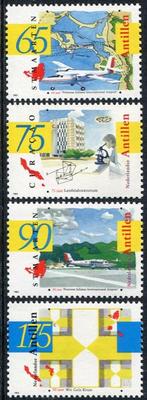 Nederlandse antillen nvph nrs. 1026/1029 Vliegtuigen cultuur, Postzegels en Munten, Postzegels | Nederlandse Antillen en Aruba