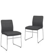 Nieuwe - Eetkamerstoelen 2 st kunstleer donker grijs, Metaal, Twee, Nieuw, Ophalen of Verzenden