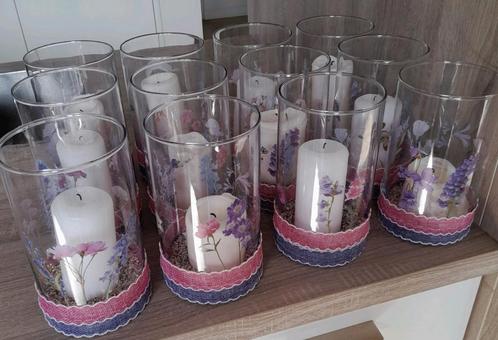 Windlichten (12x), Hobby en Vrije tijd, Feestartikelen, Zo goed als nieuw, Versiering, Geboorte of Huwelijk, Ophalen