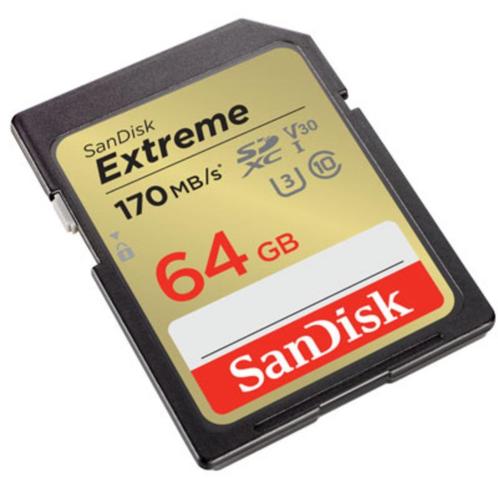 SanDisk SDXC Extreme 64GB 17080 mbs - V30 (SD Kaart) *Nieuw*, Audio, Tv en Foto, Fotografie | Geheugenkaarten, Nieuw, SDXC, 64 GB
