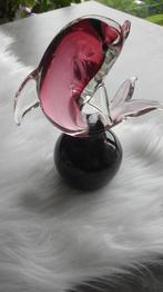 Paars/lila glas Dolfijn op glazen bol, Ophalen of Verzenden