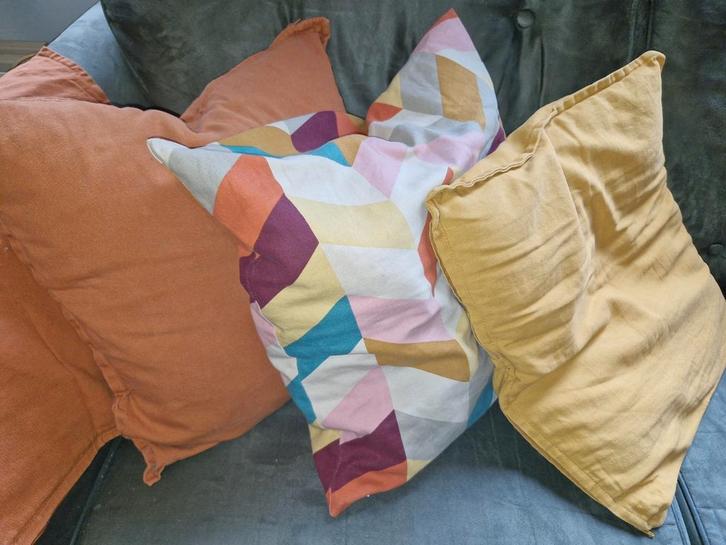 3 kussens & 1 kussensloop, Huis en Inrichting, Woonaccessoires | Kussens, Gebruikt, Vierkant, Ophalen of Verzenden