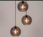 Hanglamp met drie glazen bollen rookglas, Ophalen of Verzenden, Zo goed als nieuw, Minder dan 50 cm