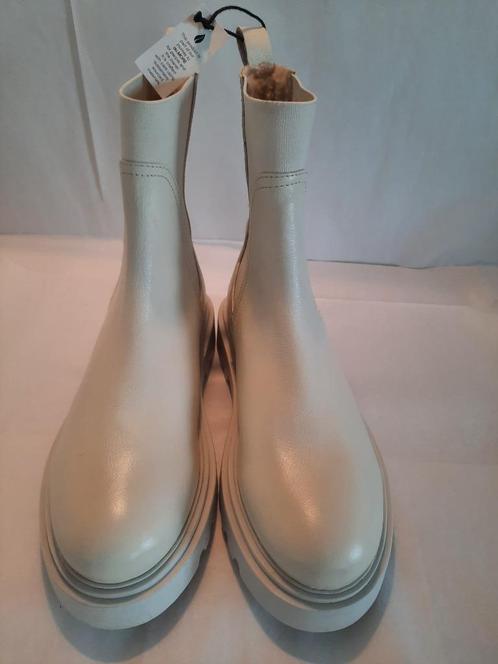 Women Leather ecru white - biker boots with warm padding, Kleding | Heren, Schoenen, Nieuw, Boots, Wit, Ophalen of Verzenden