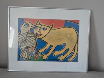 Corneille de kat en de vogel 1994 Le chat et l'oiseau beschikbaar voor biedingen