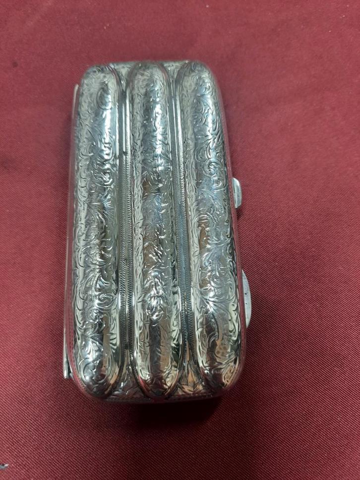 Zilveren Sigarendoos - Sterling Zilver, Antiek en Kunst, Antiek | Goud en Zilver, Zilver, Ophalen of Verzenden