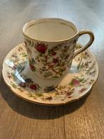 Vintage Balmoral Castle Bone China kop en schotel + goudrand, Ophalen of Verzenden