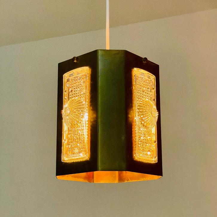 vintage design messing LAMP Scandinavië Orrefors Brutalist, Huis en Inrichting, Lampen | Hanglampen, Gebruikt, Minder dan 50 cm