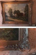 Boerderij aan zandpad, olieverf op doek met lijst, Antiek en Kunst, Ophalen of Verzenden
