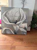 Abstract Schilderij met Bloemmotief en Tekst, Antiek en Kunst, Ophalen