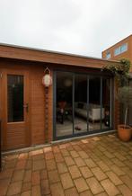 Gezocht: glazen panelen, schuifdeur tuinhuis incl installati, Ophalen of Verzenden, Hout, Overige typen