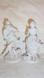 Koppel herder & herderin in getekend wit biscuit, Ophalen of Verzenden