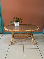 Vinage jaren 60 rotan salontafel, Huis en Inrichting, Tafels | Bijzettafels, Ophalen, Zo goed als nieuw, Rechthoekig, 75 cm of meer