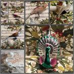 Oude kerstbal pauw, ooievaar, dubbele vogel, kakatoe etc…, Diversen, Kerst, Ophalen of Verzenden, Gebruikt