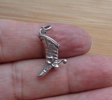 zilveren vintage bedel cowboy laars [048] beschikbaar voor biedingen