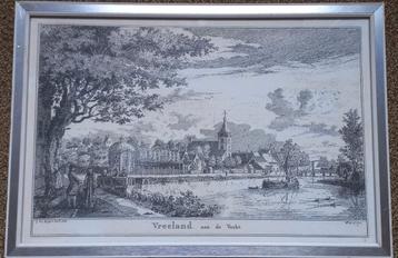 Oude prent: Vreeland aan de vecht van J.de Beijer/ W. Writs beschikbaar voor biedingen