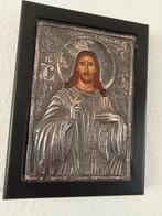 Prachtige authentieke Byzantijnse icoon zwart zilver, Antiek en Kunst, Antiek | Religie, Ophalen of Verzenden