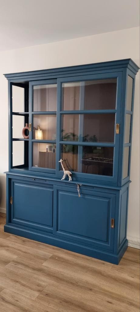 Blauwe buffetkast, Huis en Inrichting, Kasten | Buffetkasten, Gebruikt, 150 tot 200 cm, 150 tot 200 cm, 25 tot 50 cm, Met deur(en)