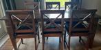 6-persoons houten eettafel met stoelen, Ophalen, Gebruikt, 50 tot 100 cm, Vijf personen of meer