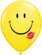 50 Qualatex ronde ballonnen 11" met smile and kiss opdruk, Ophalen of Verzenden, Nieuw