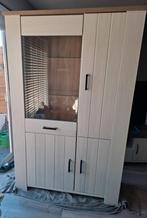Vitrinekast van Woonexpress, model Herwijnen wit/bruin, Huis en Inrichting, Ophalen, Gebruikt, 25 tot 50 cm, 150 tot 200 cm