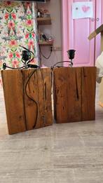 Twee Houten Lampen, Ophalen, Zo goed als nieuw, Hout, Rustiek