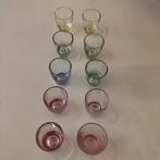 Vintage pastel borrelglaasjes set van 10, Verzamelen, Glas en Borrelglaasjes, Ophalen of Verzenden, Gebruikt, Borrel- of Shotglas