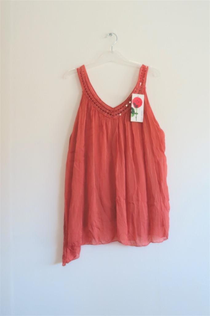 Top Crinkle Brique Mouwloos Italy Moda One Size *Nieuw* 3675, Kleding | Dames, Tops, Nieuw, Maat 42/44 (L), Zonder mouw, Ophalen of Verzenden