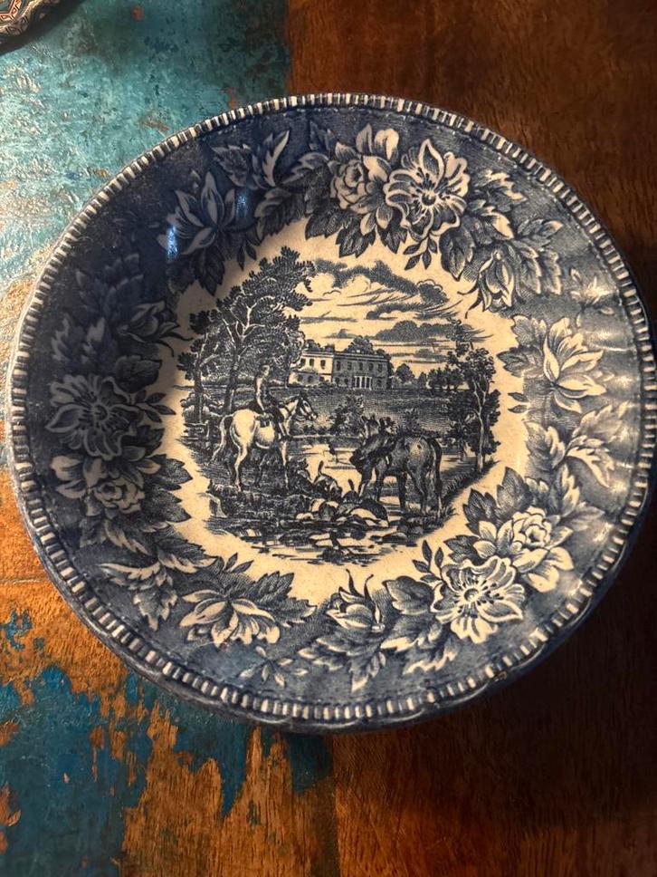 Antiek Aynsley Schoteltje - Blauw Wit, Antiek en Kunst, Antiek | Keramiek en Aardewerk, Ophalen