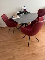 3 roodleren eetkamerstoelen draaibaar, Huis en Inrichting, Stoelen, Ophalen of Verzenden