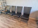 4x leren eetkamer stoelen. Zgan., Huis en Inrichting, Strak, Zwart, Leer, Ophalen of Verzenden