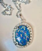 sieraden Opaal, zilver hanger + ketting, Verzenden, Zilver, Hanger, Met edelsteen