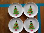 Ontbijtbordjes met kerstboom, 4 stuks, Ophalen of Verzenden, Zo goed als nieuw, Bord(en), Overige stijlen