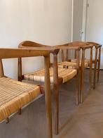 Teak houten stoelen eetkamer eetkamerstoelen 4 stuks rotan, Huis en Inrichting, Stoelen, Ophalen, Riet of Rotan, Gebruikt, Bruin