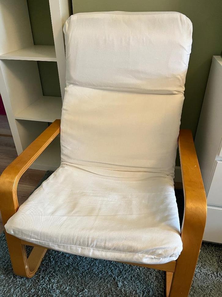 Fauteuil/stoel Ikea stof en hout, Huis en Inrichting, Fauteuils, Gebruikt, Hout, Stof, 50 tot 75 cm, 75 tot 100 cm, Ophalen