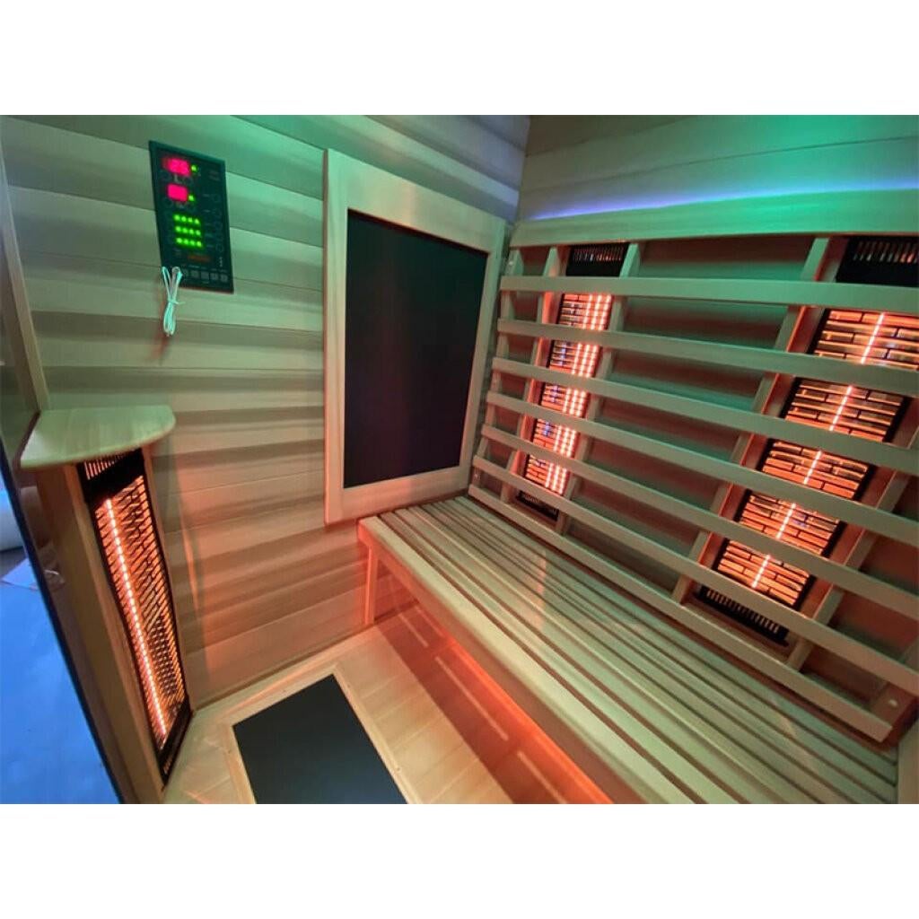 Infrarood sauna 130 Glass Front | Luxe | 2‑persoons, Ophalen of Verzenden, Nieuw, Infrarood, Complete sauna