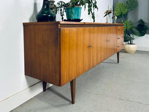 Vintage dressoir lowboard teak hout jaren 50/60 XL 243cm, Huis en Inrichting, Kasten | Dressoirs, Gebruikt, 200 cm of meer, 25 tot 50 cm