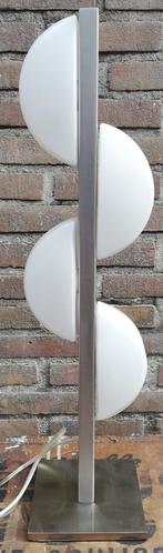 Tafellamp. Design lamp. RVS/wit glas. 58 cm., Post modern, Zo goed als nieuw, 50 tot 75 cm, Ophalen