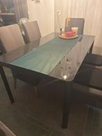 Eettafel met glazen blad 150x90, Huis en Inrichting, Tafels | Eettafels, Niet bekend, 100 tot 150 cm, 50 tot 100 cm, Zo goed als nieuw