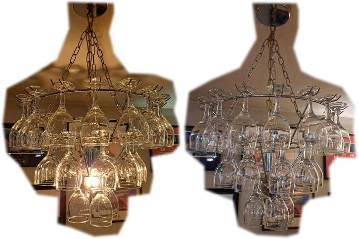 Leitmotiv Hanglamp, Kroonluchter, Wijnglazen, Eetkamerlamp, Huis en Inrichting, Lampen | Hanglampen, Zo goed als nieuw, 75 cm of meer