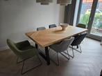 Houten tafel Noorse punt (200x100 cm) + 6 stoelen, 100 tot 150 cm, Eikenhout, 200 cm of meer, Ophalen of Verzenden