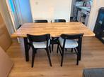 Houten eettafel met 4 stoelen, Huis en Inrichting, Ophalen, Gebruikt, Eikenhout, 50 tot 100 cm